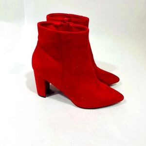Women’s Casual Chunky High Heel Ankle Boots - Red